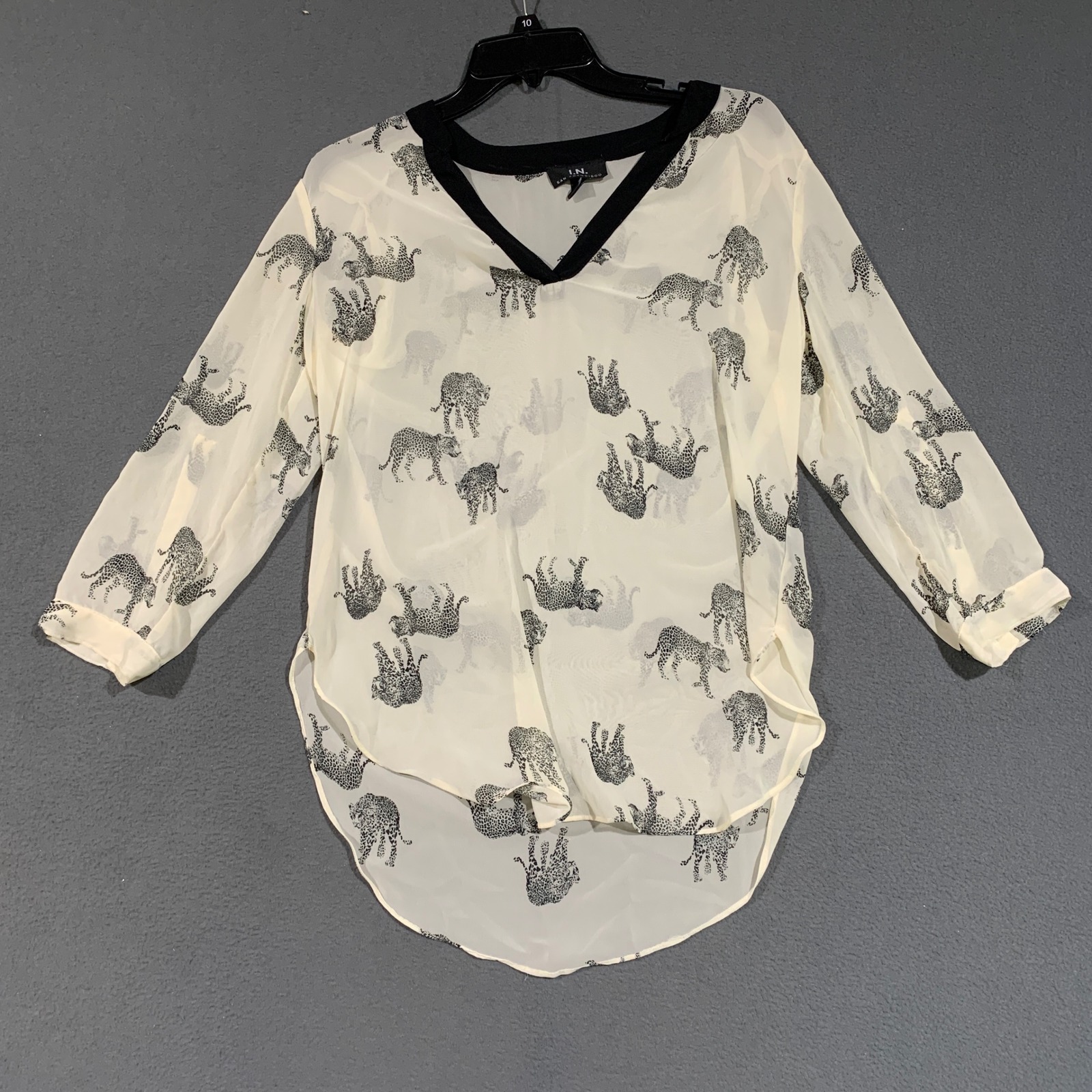I.N. San Francisco Blouse And Skirt Set Womens S Leopard Print Chevron High-Low